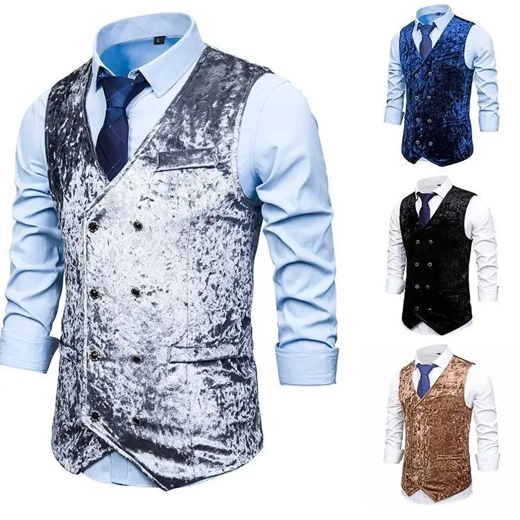 Factory Direct Mens Formal Suit Dress Waistcoat Velvet Vest Men