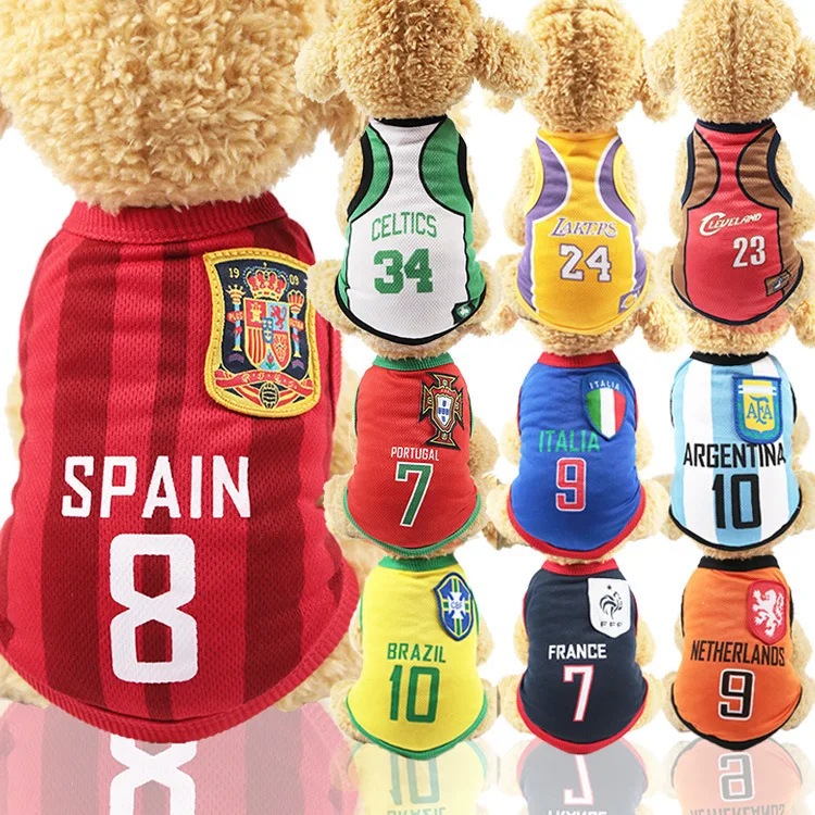 

dog clothes mesh waistcoat world cup soccer uniform basketball wear cat pet clothes dog vest french bulldog teddy pet apparel