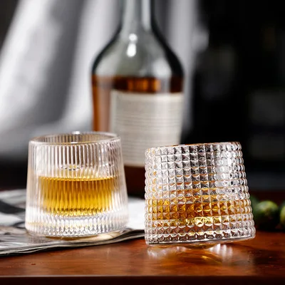 

New Arrival Crystal Rocking Cup Rotate Not Fall Whisky Glass Wine Cup, As picture