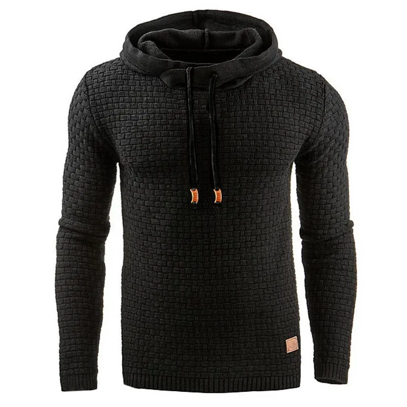 

new European and American men jacquard sweatshirt long sleeve hoodie warm color hoodie sport jumper jacket, Black