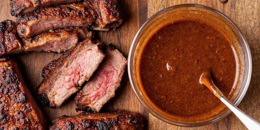 Platter of juicy, mopped beef ribs