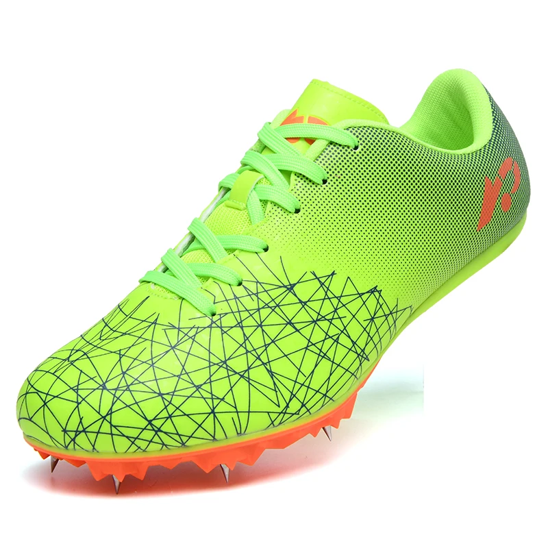 

Factory hot sale spiked shoes student exam competition comfortable sprint long track and field shoes sports training, Black green orange blue