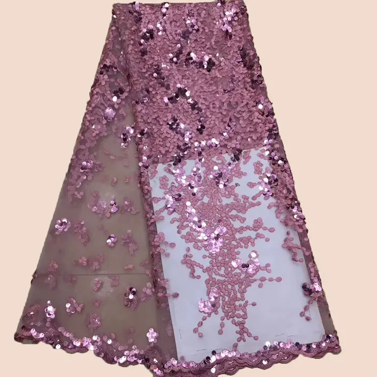 

High quality onion fancy sequin embroidery flashing dress French lace, As image