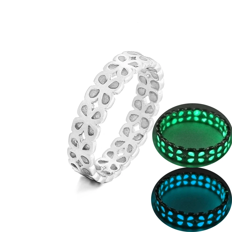 

Glow In The Dark Lucky Four Leaf Clover Ring For Women Men Fluorescent Luminous Jewelry Halloween Gift