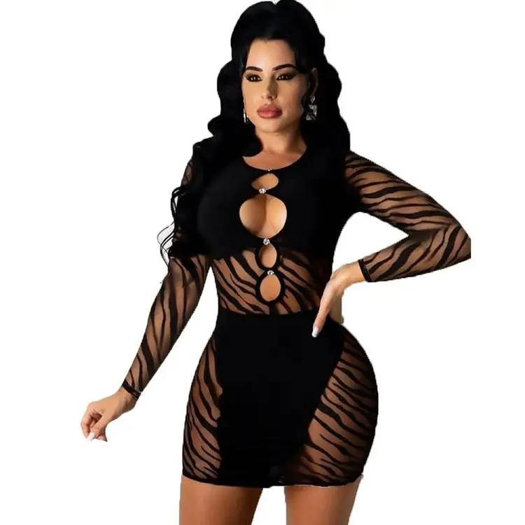 

valentine dresses casual long sleeve hollow cut out seethrough party club sexy bodycon mini dress women