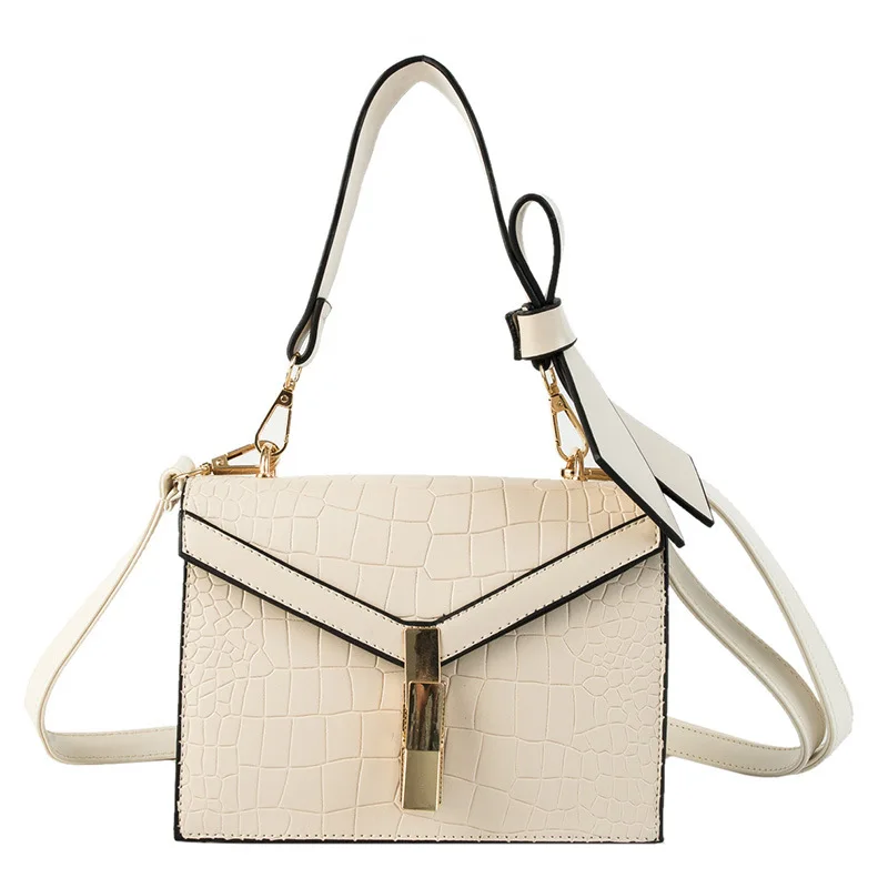 

2020 Trendy Bow Design Handle Stone Pattern Shoulder Bag PU Leather Purses and Handbags Wholesale