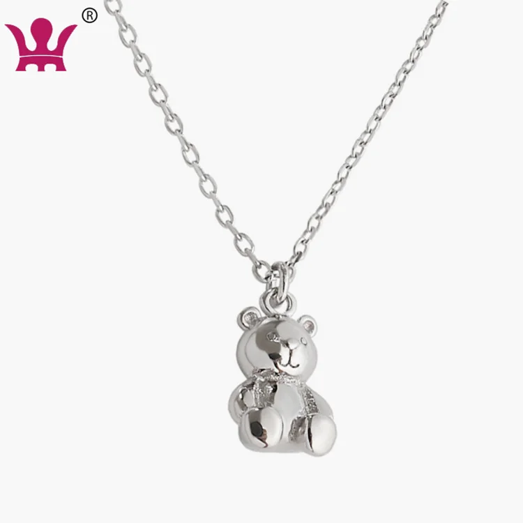 

925 Sterling Silver Love Teddy Bear Charm Pendant necklace gift for women girls, Platinum plated