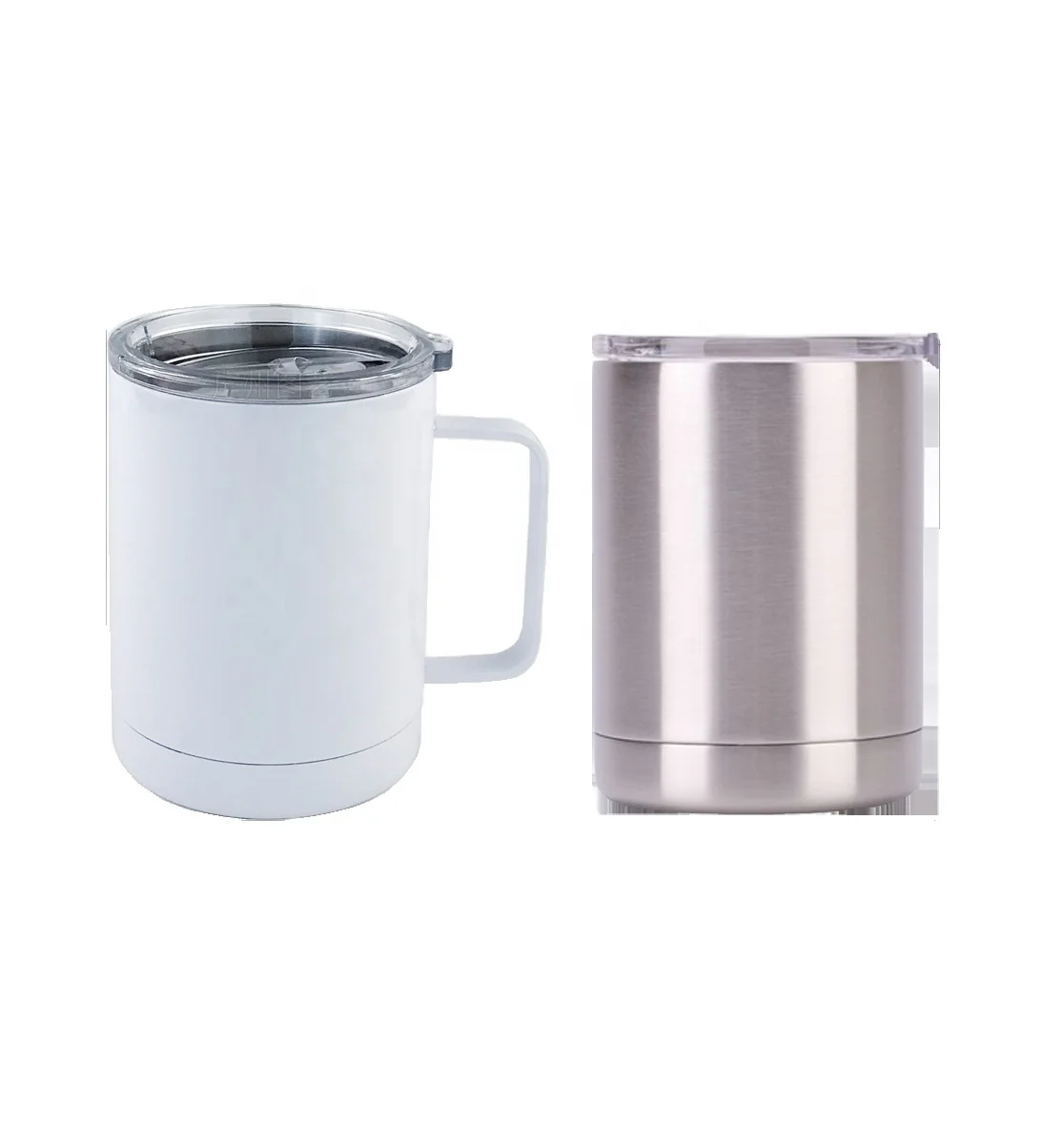 

Wholesale customized 10oz sublimation solid Coffee Mug Double Wall Stainless Steel Coffee Mug Camping Tumbler With lid