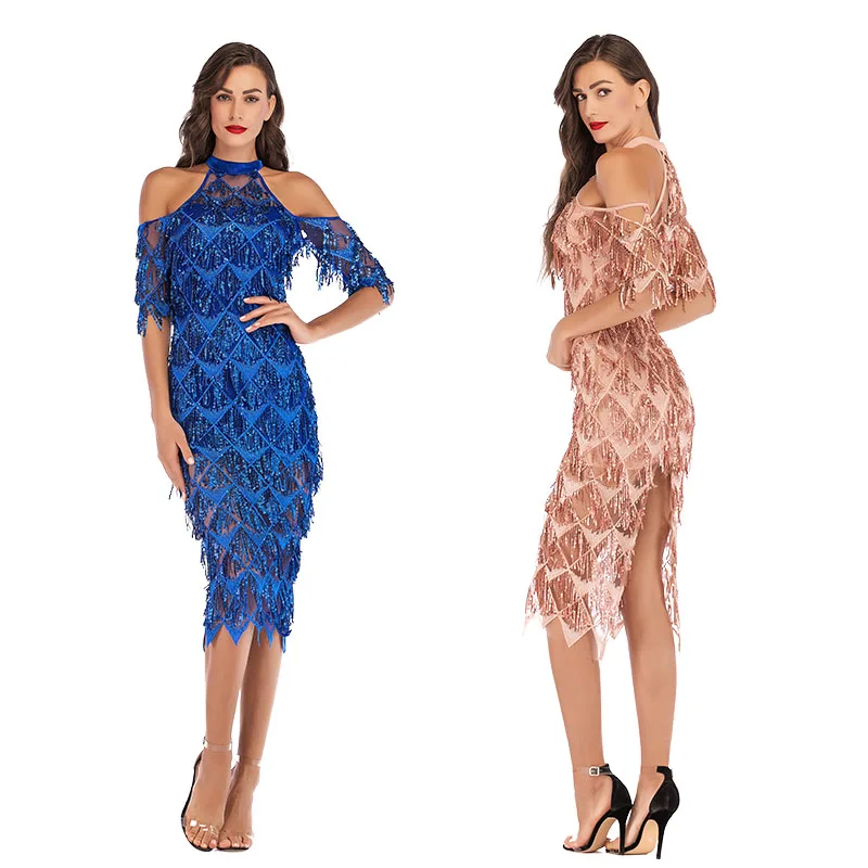 

Fashion Dancing Dress Club Party Evening Sexy Ladies Dresses Summer Tassel Dresses