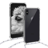 

For Iphone 11 pro max Transparent Cell Phone Case Lanyard Necklace Shoulder Neck Strap Rope Cord phone case with strip