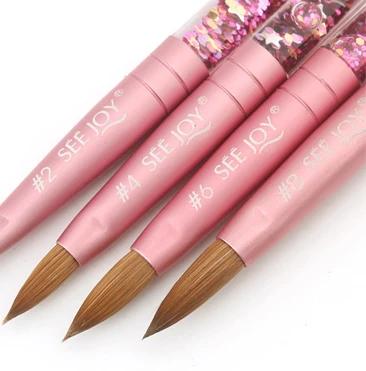 

2022 new desigh 100% pure kolinsky acrylic nail brush for nail art pink handle custom logo 8 10 12 14 16 Nail art brush