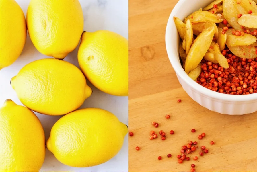 Step-by-step preparation of lemon cayenne pepper drink with measuring spoons and fresh ingredients