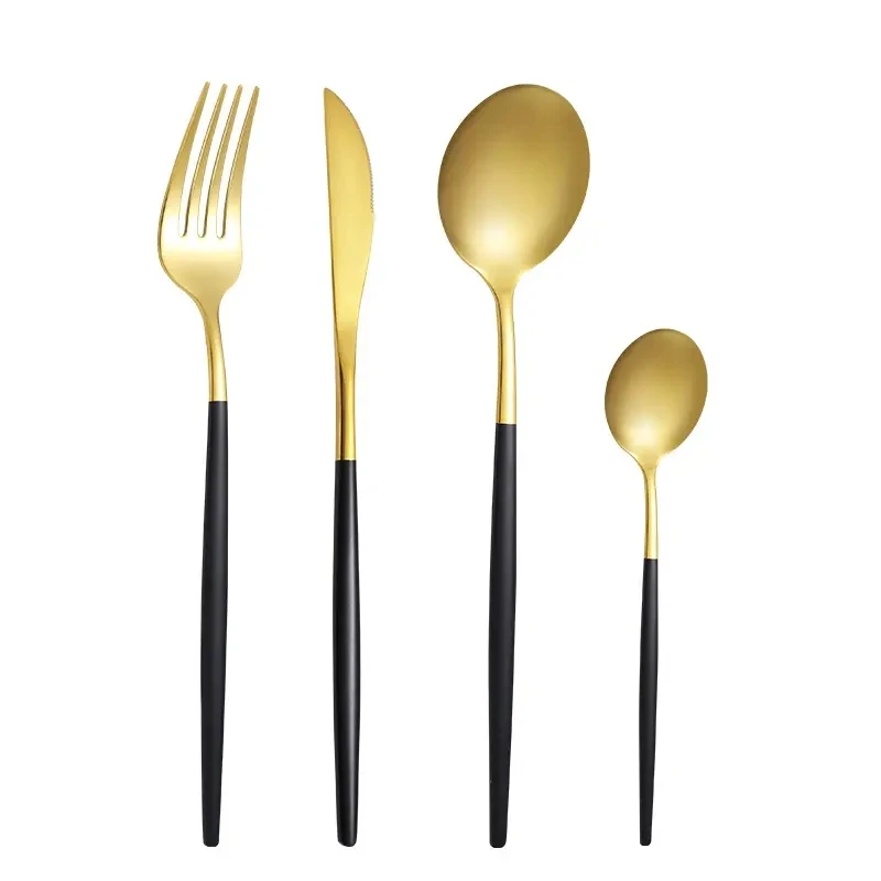 Factory Wholesale Stainless Steel Knife Fork Spoon Set Wedding Gift Custom Logo Contemporary Design Luxury Silverware Flatware