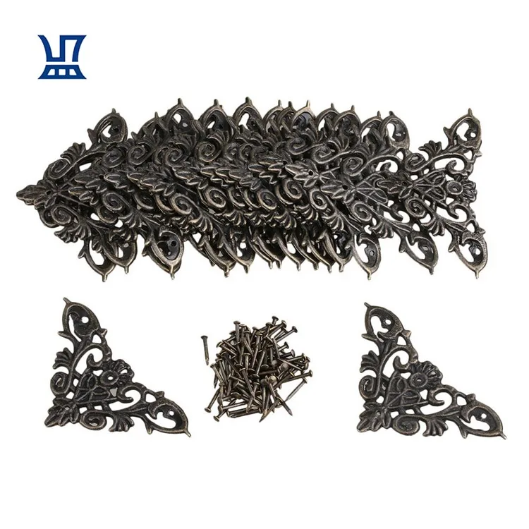 

BQLZR Free Shipping 20Pcs Antique Bronze Iron Gift Jewelry Furniture Edge Cover Corners Metal Decorative Protector, Green bronze