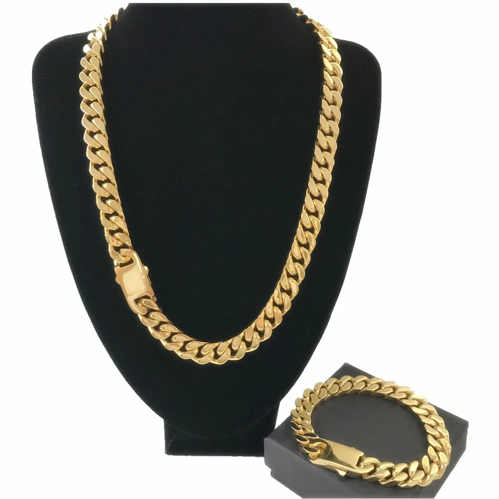 

Gold necklace 2021 new arrivals mens women fashion hip hop 18k gold plated stainless steel jewelry necklace chain set