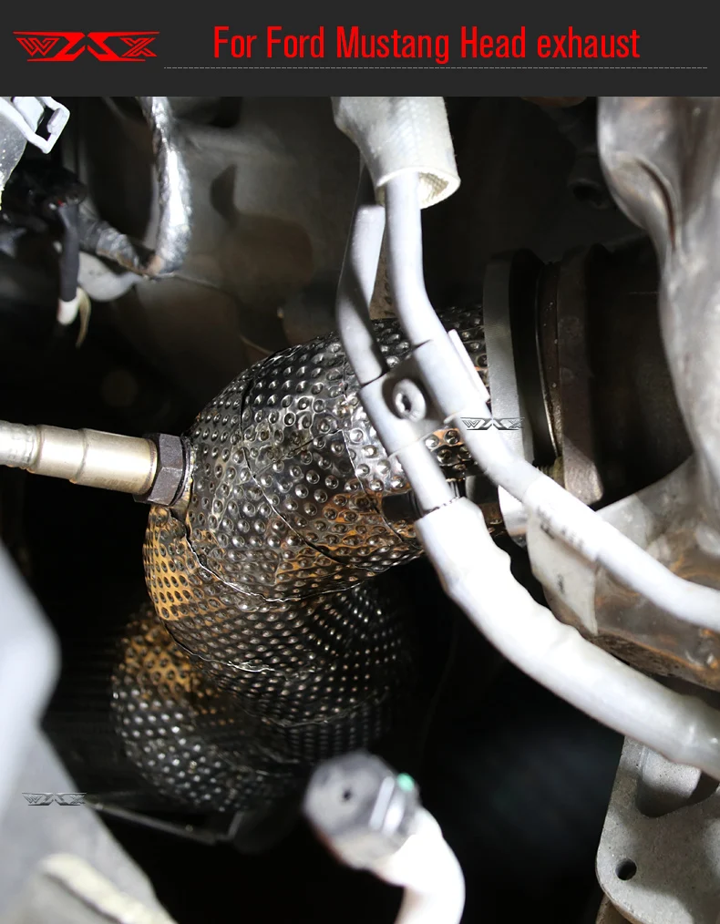 Stainless Steel Exhaust Downpipe For Ford Mustang 2.3T 2015-2016 with Steel Heat Shield Exhaust Pipes Exhaust System