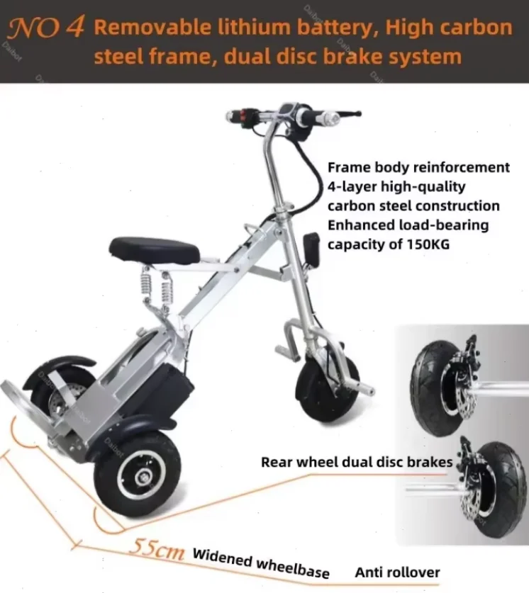 3 Wheel Foldable Brushless Lithium Battery Electric Tricycle Scooter Senior 250W 36V Mini Lightweight Basket Removable Battery