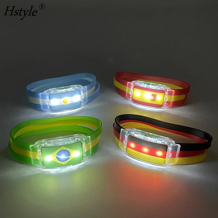 

2022 Qatar World-Cup LED Bracelet Glow Watch Argentina Brazil Germany Spain National Flag Football Team Cheer Props HS653