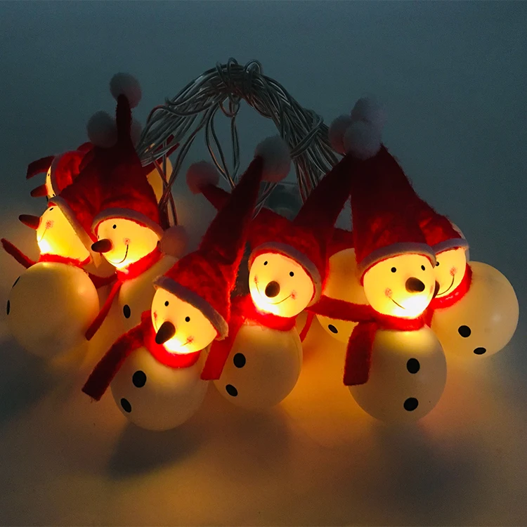 Christmas Tree Party Decoration Red Hat Red Scarf Mini Snowman Led String Light