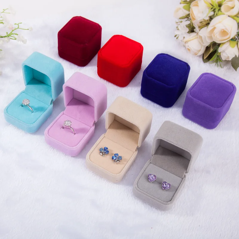 

High-end jewelry box wedding flannel ring box earring case proposal engagement fashion jewelry box