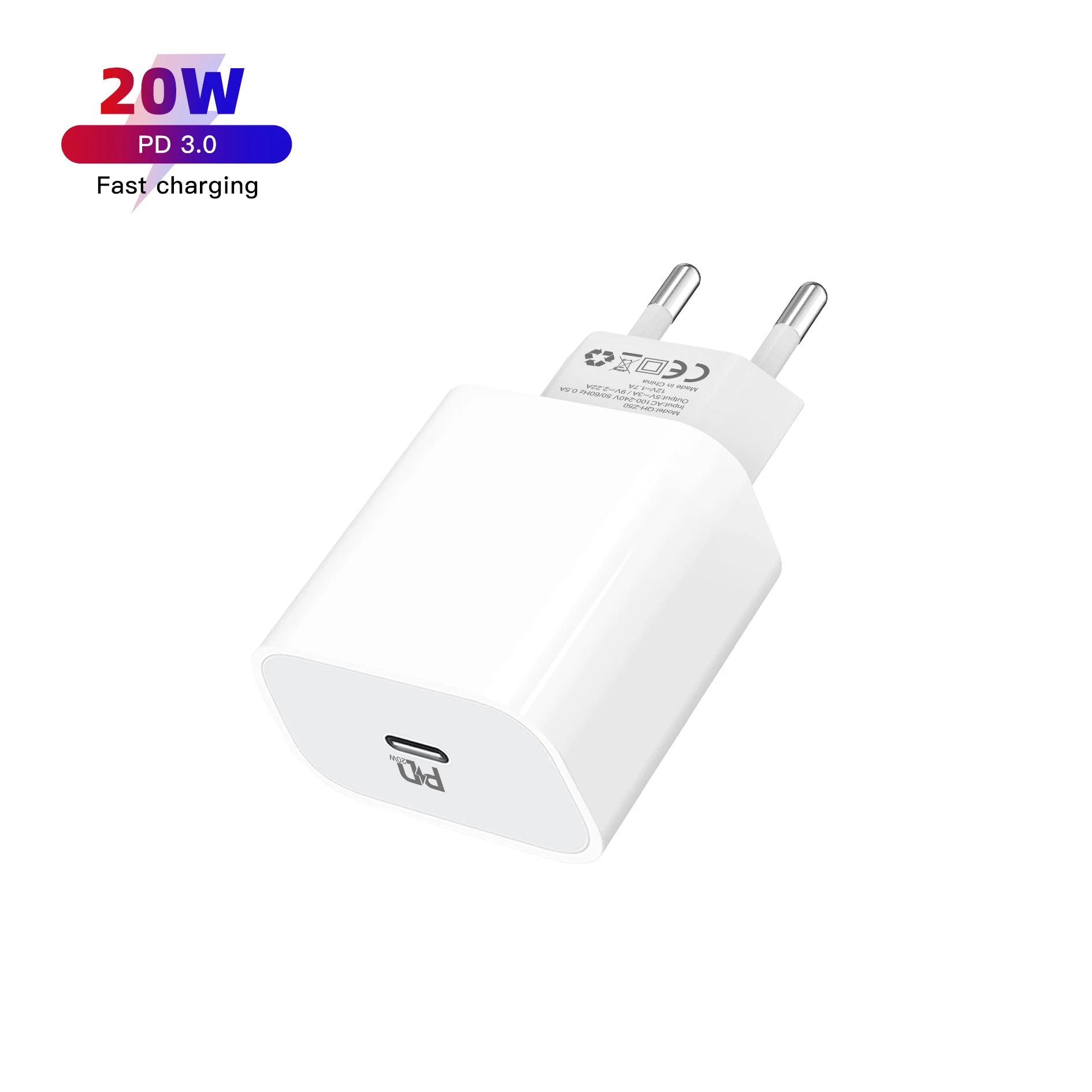 

20w Usb Type C Charger Adapter For Iphone 11 Pro Xs Max X Xr Pd Fast Charging Power Type-c Eu Us Plug, White/black