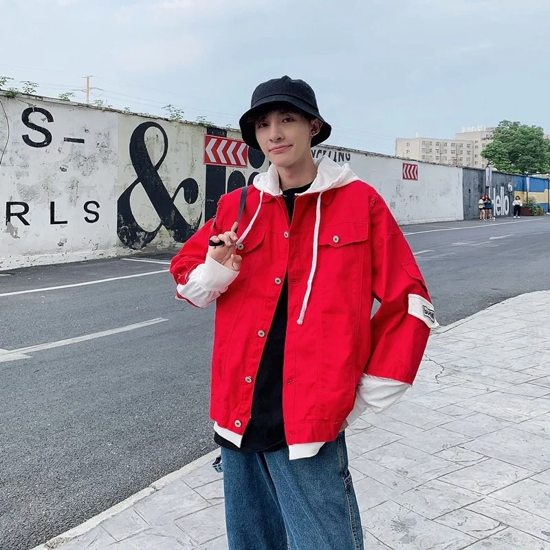 

Men's autumn and winter clothes Korean style trend clip casual jacket Youth spring and autumn tooling denim jacket top