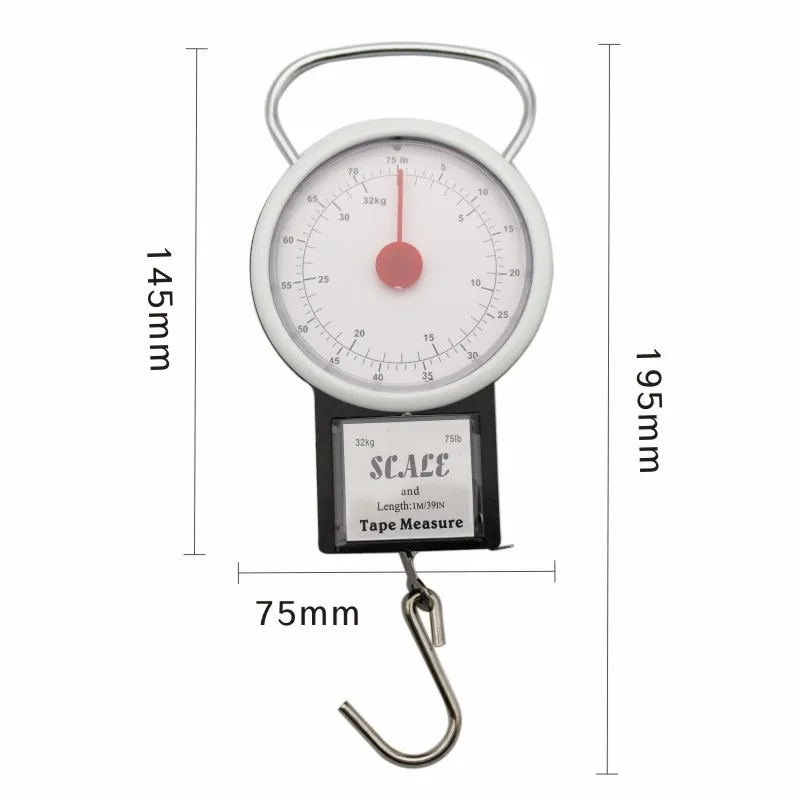 32KG TRAVEL LUGGAGE SUITCASE FISHING COMPACT WEIGHING SCALE WITH 1M MEASURE TAPE 