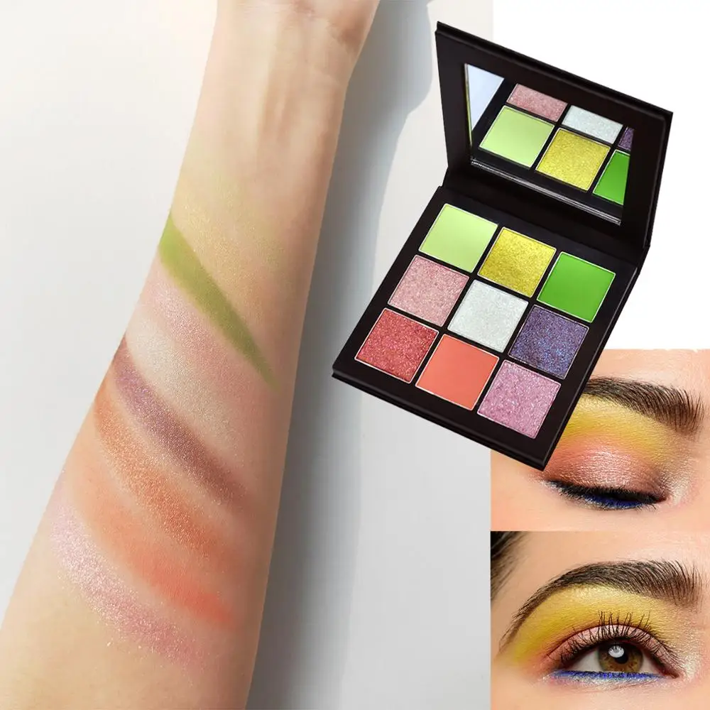 

Private label makeup cosmetics no brand wholesale makeup 9 color green eyeshadow palette, 9 colors