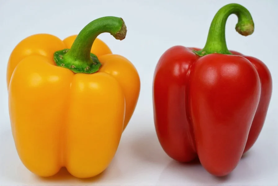 Side-by-side comparison of Pepper X and Carolina Reaper peppers showing their distinct shapes and colors