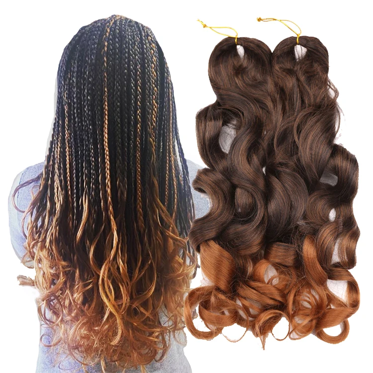 

Loose Wave Pre Stretched Crochet Braids Hair Wavy Synthetic Braiding Hair French Curl Braids Extensions Attachent, 1b, 24#, 27#, 30#, 613#