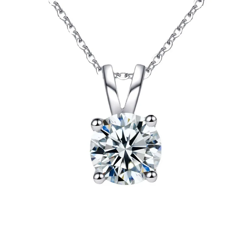 

Custom Fine Jewelry Classic 925 Sterling Silver Diamond Pendant White VVS 1/2 CT Moissanite Pendant Necklace Charms