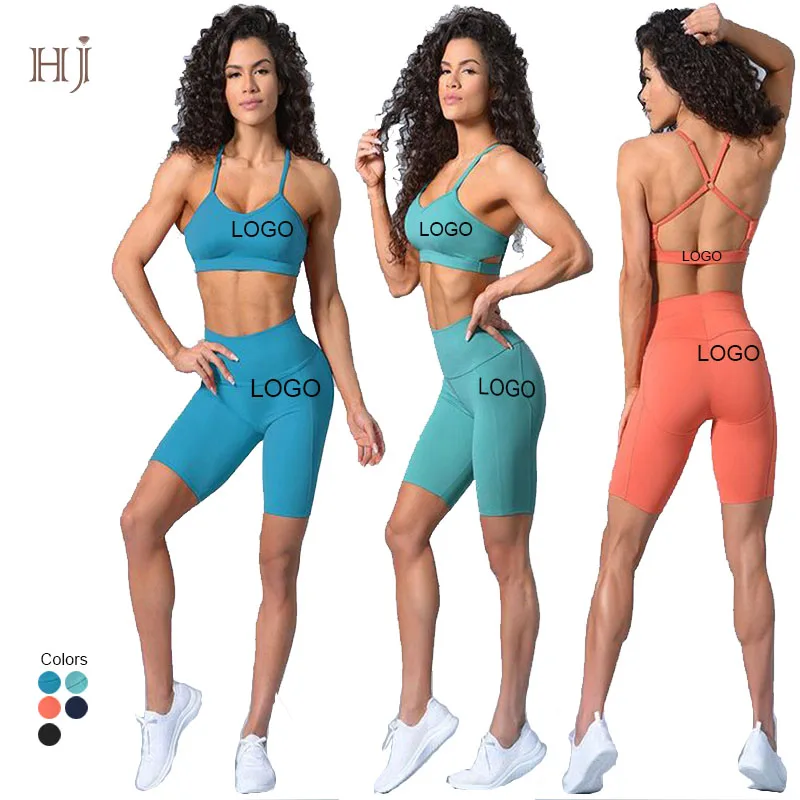 

Sexy Yoga Clothing Women Outfits Gym Shorts Sports Bra and Tiktok leggings 2 Piece Seamless Yoga Workout Set