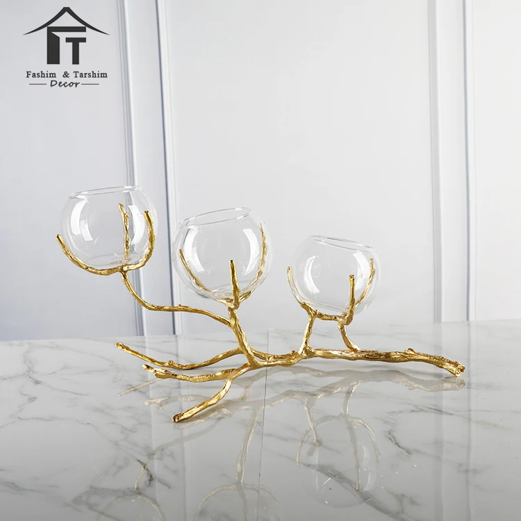 
Long single stem chandeliers vase for flowers blown glass vase home decorative copper Dubai vase 
