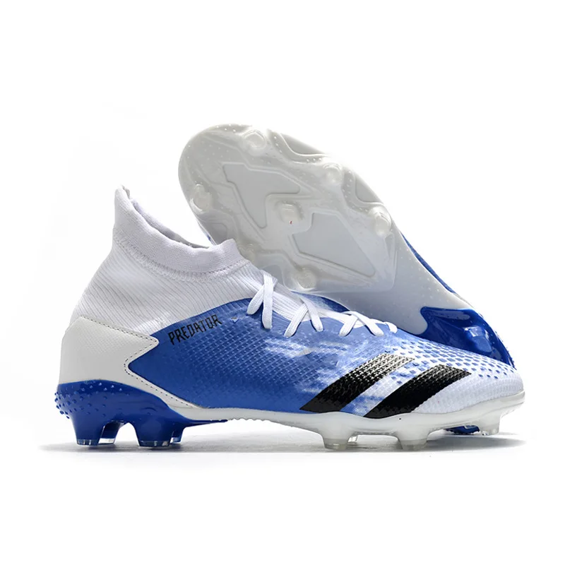 

2021 hot sale design your own brand odm white children football boots soccer shoes, Blue,orange, silver