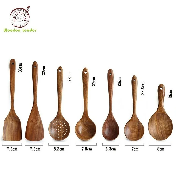 

Healthy 7 pcs Restaurant Wood Cooking Utensils Set For Kitchen