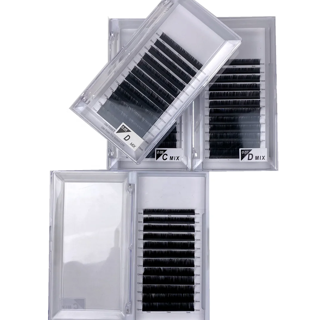 

Individual russian cashmere 0.03 0.05 0.07 volume eyelash extension handmade, Black
