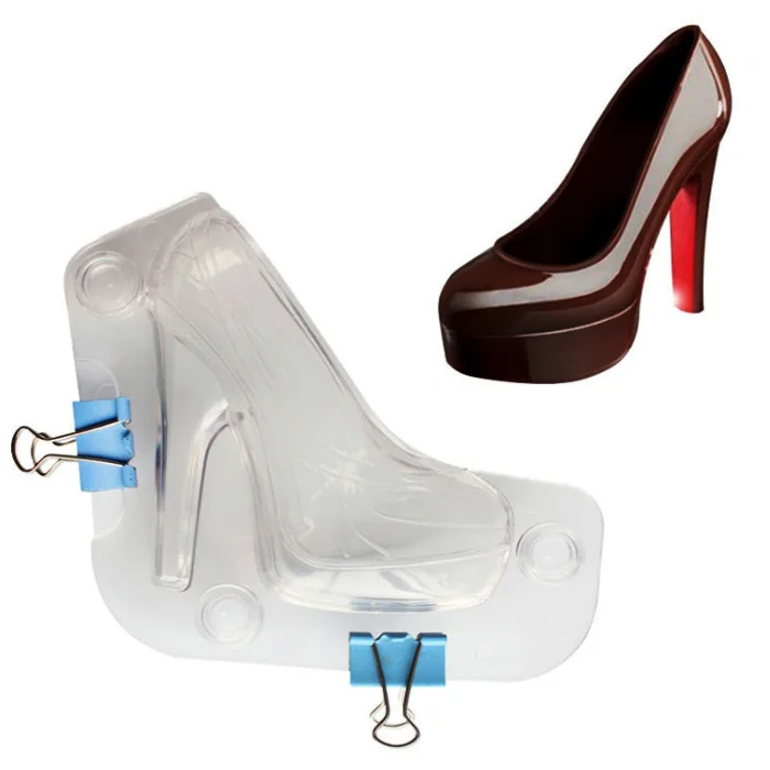 

Lady high-healed shoes 3D polycarbonate chocolate moulds fondant molds for wedding cake decoration, Transparent clear