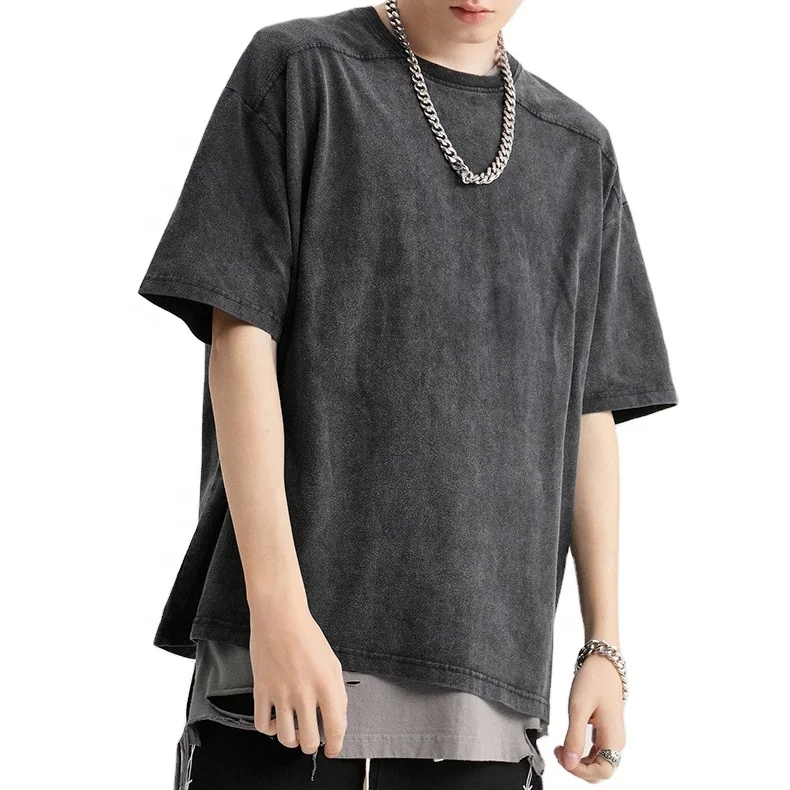 

Bulk Blank Vintage Design Hip Hop Streetwear Acid Wash Men's O-Neck T-Shirts