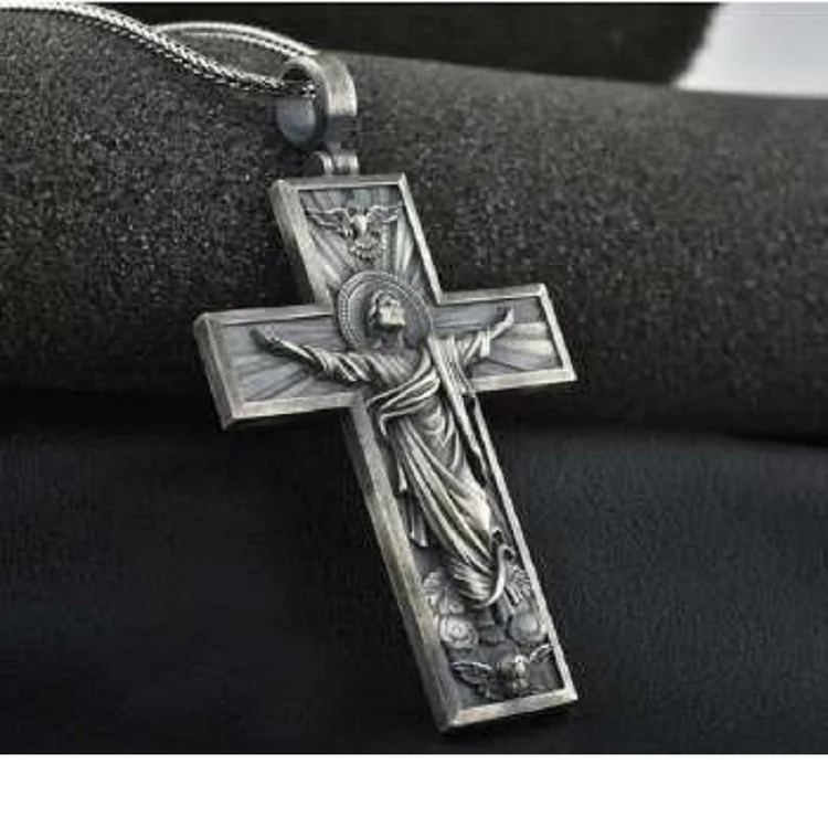 

Jesus Cross Necklace Pendant Silver Christ Jesus Pendant Religious Gift Jesus Cross Stainless Steel Pendant, Picture