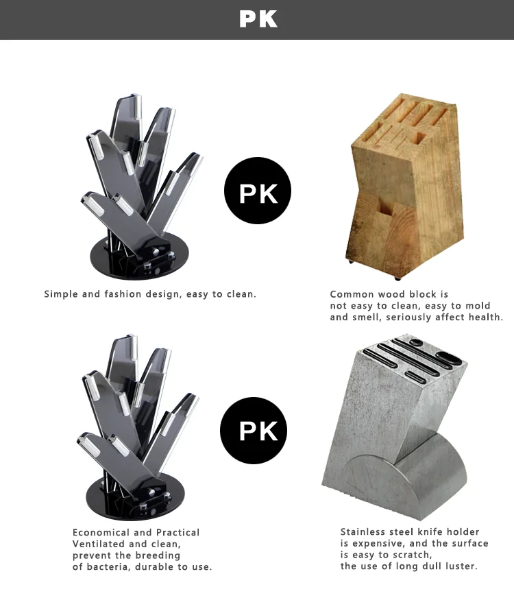 Strong Corrosion Resistance 5PCS Kitchen Knife Acrylic Block