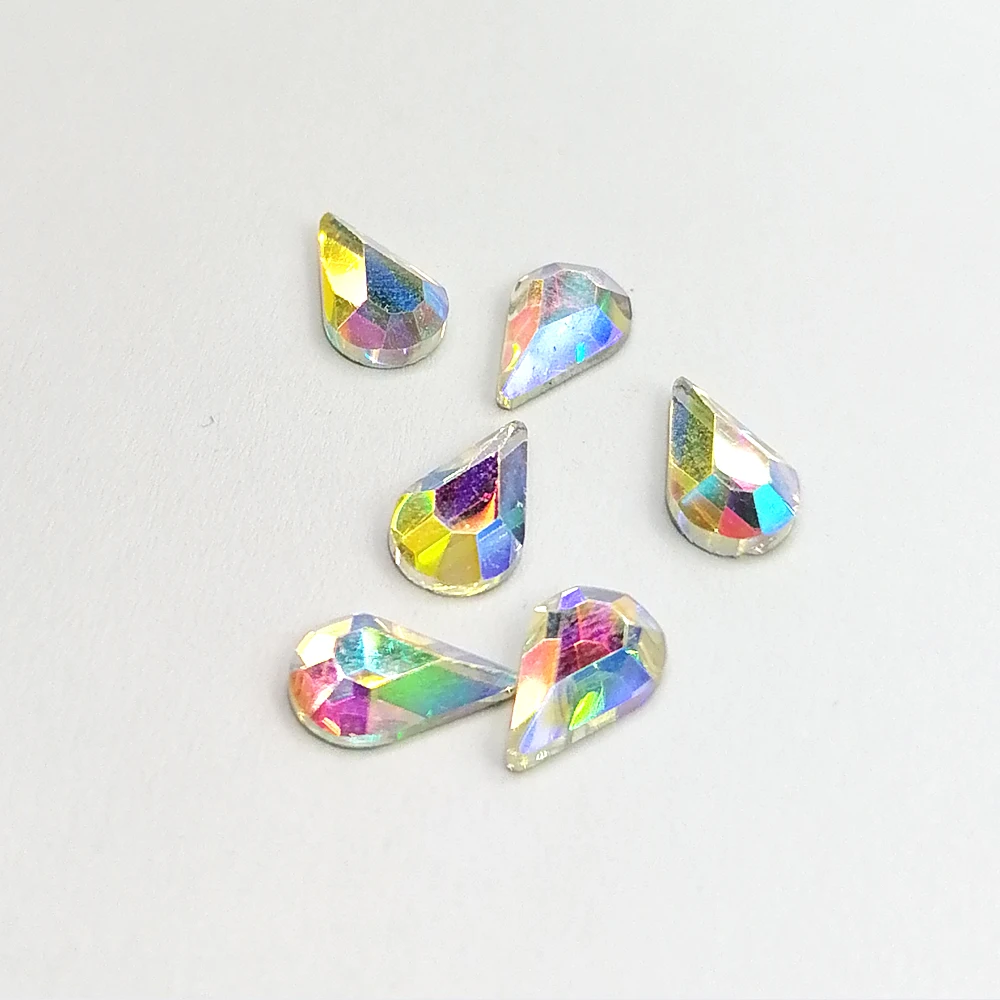 

Hot sale clear AB drop shape crystal glass flat back rhinestone nail art, Ab/other color