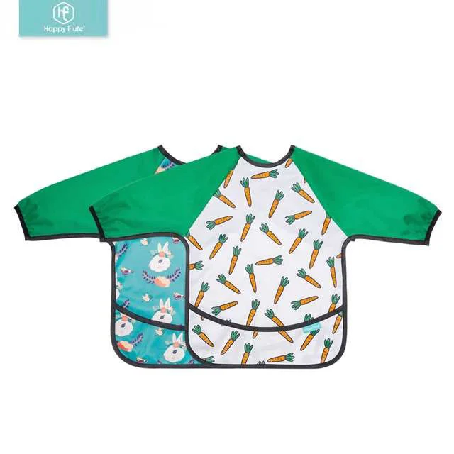 

Happyflute High quality Long Sleeve Bibs Waterproof Bib With Pocket Bib Clothes For 6-24 month For Girl And Boy, More than 300pcs