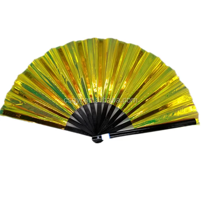 2021 hot selling silver custom print large hand fans for dance party