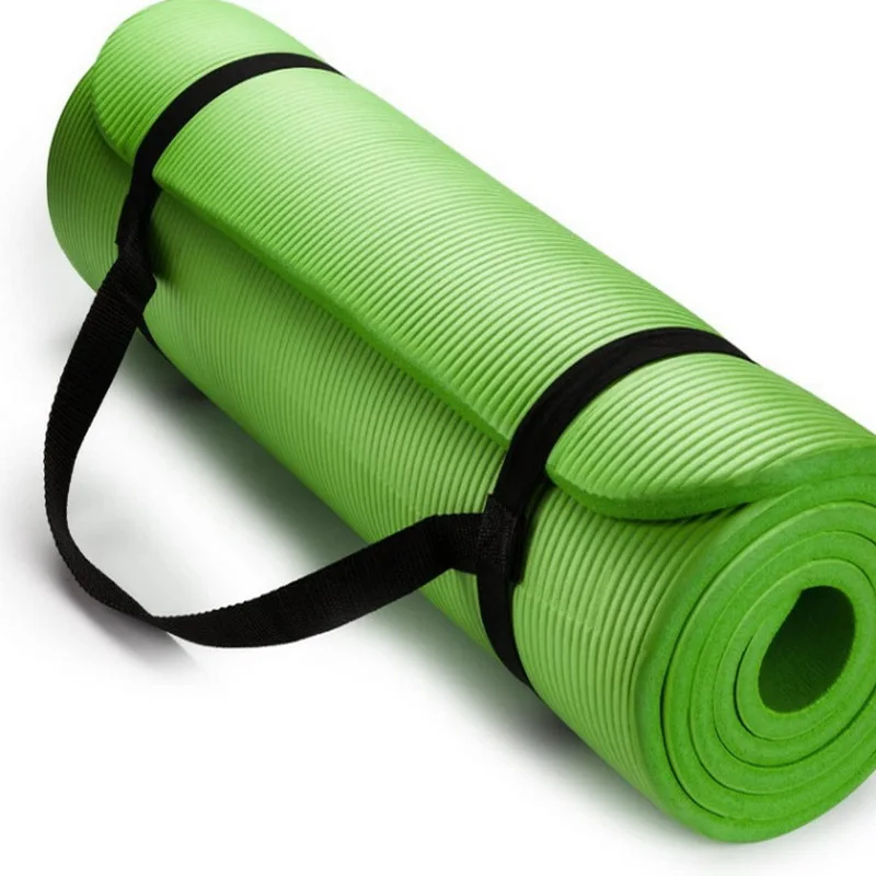 

183 61 cm 10 mm NBR Thick Durable Anti-skid Yoga Mat with Straps, Mixed color