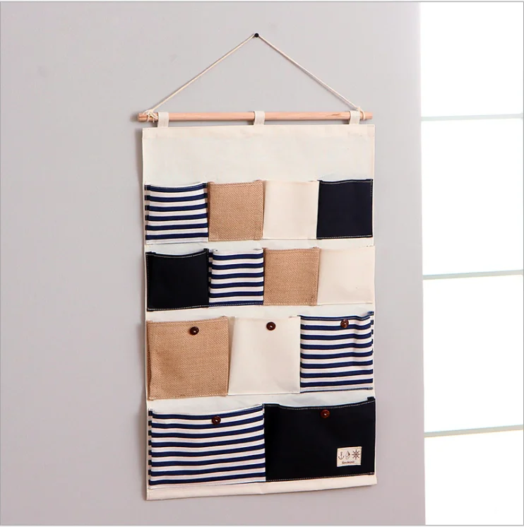 

Korean simple fresh canvas door household wall-mounted storage bag closet bag