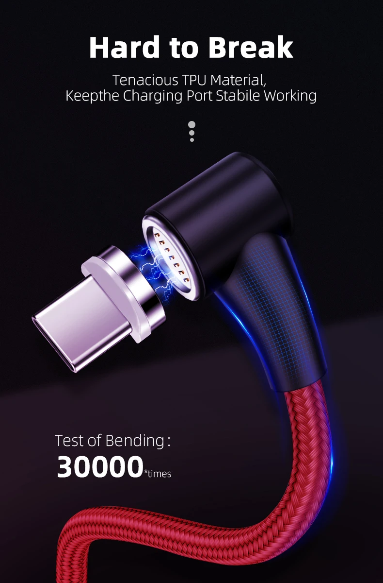 Magnetic Charge Cable Right Angle 90 Degree 3A Fast Charger Cord For iPhone - ANKUX.COM