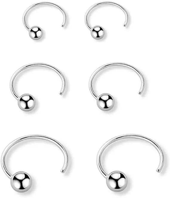 

Sterling Silver Earrings Half Cartilage Pierced Earrings Hoop Earrings for Women