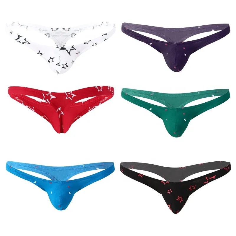 

Man Sexy Cotton Elastic Waistband Stars Print Polka Dots Print G-string Briefs Thong Underwear