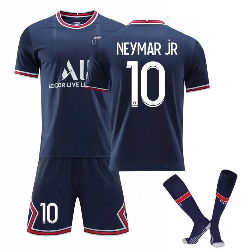 

Customized new Paris home no. 30 Messi jersey No. 7 Mbappe No. 10 Neymar football suit with socks, Custom color