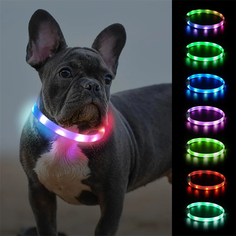 USB Rechargeable LED Dog Collar Night Safety Light Luminous Dog Collars for Night Walking USB Rechargeable LED Promotional Pet